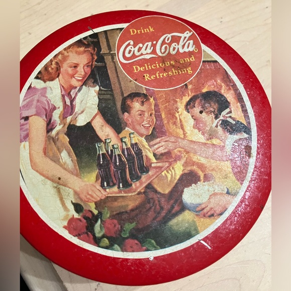 1993 Bristol Ware Retro Drink Coca Cola Round Metal Tin - Picture 1 of 9